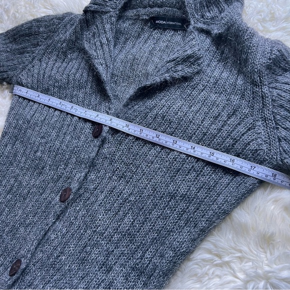 Moda International Italian Sz XS Mohair Blend Cable Knit Long Buttoned Cardigan - Picture 9 of 17
